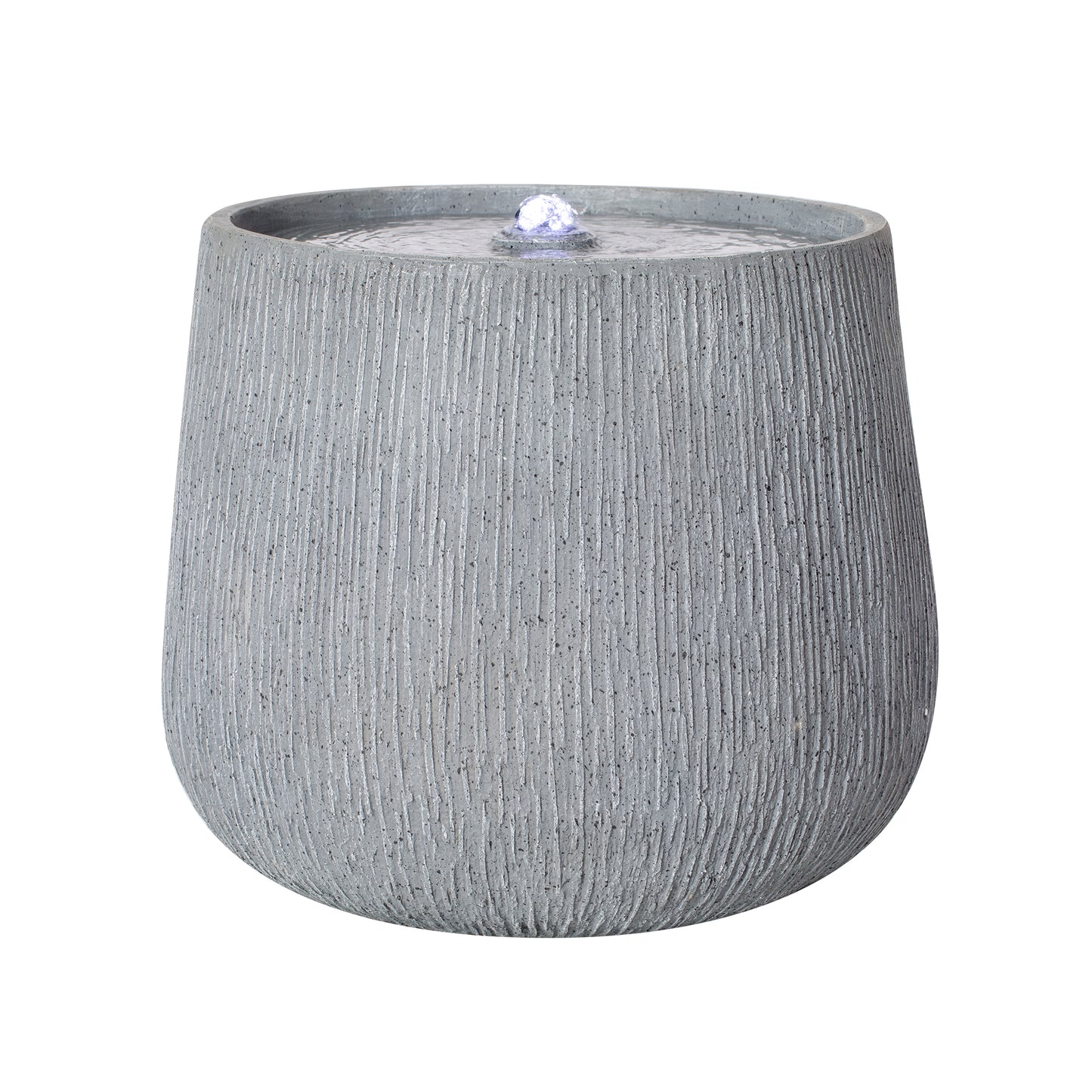 12.99"H Gray Polyresin Outdoor Water Fountain, Bowl-Shaped Water Feature with LED Light for Patio Deck Yard Decor