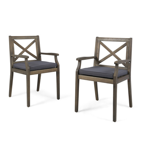 PERLA DINING CHAIR,2PCS with 2 Cushions,grey