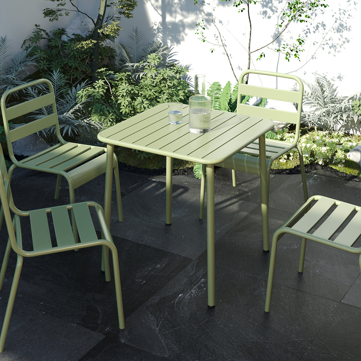 Sera square table  (green) outdoor courtyard table villa open air dining table waterproof table retro American modern simple balcony table coffee table