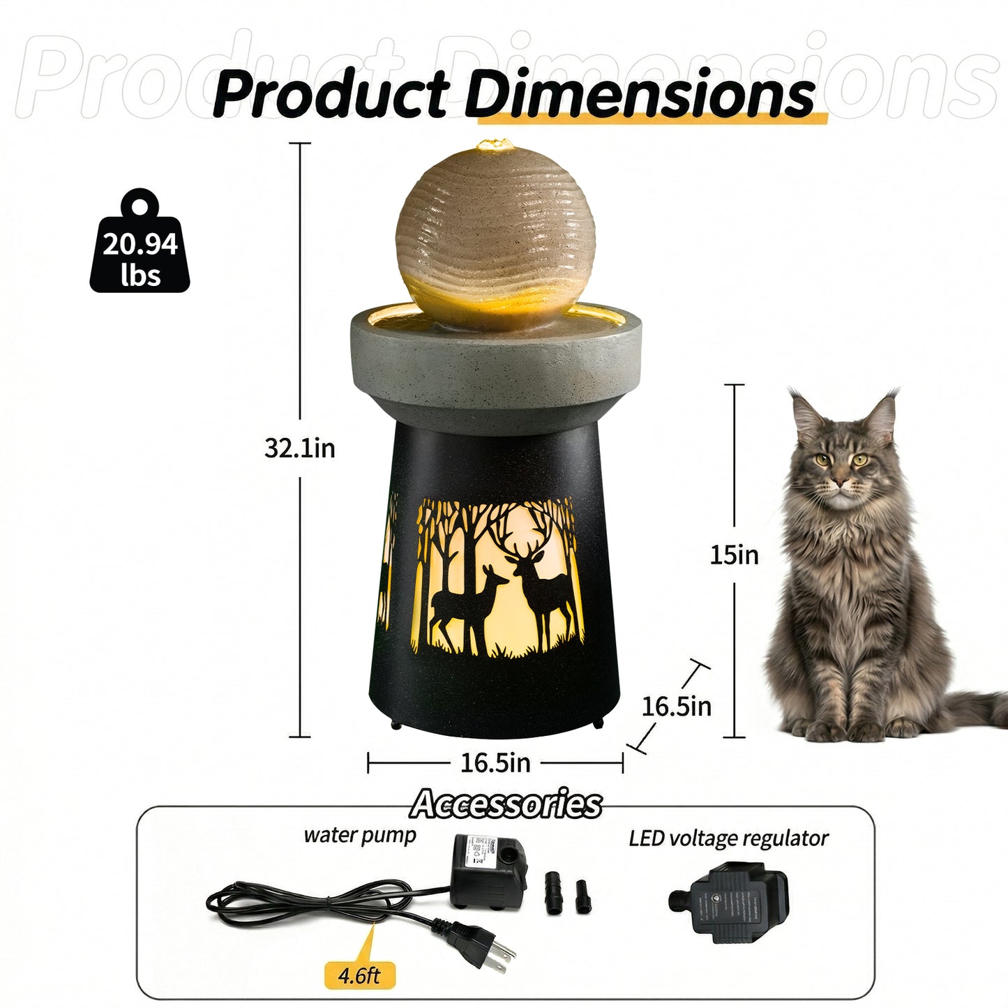 Outdoor Garden Lantern with Warm LED Light Deer Silhouette Decorative Landscape Light for Patio Yard Lawn