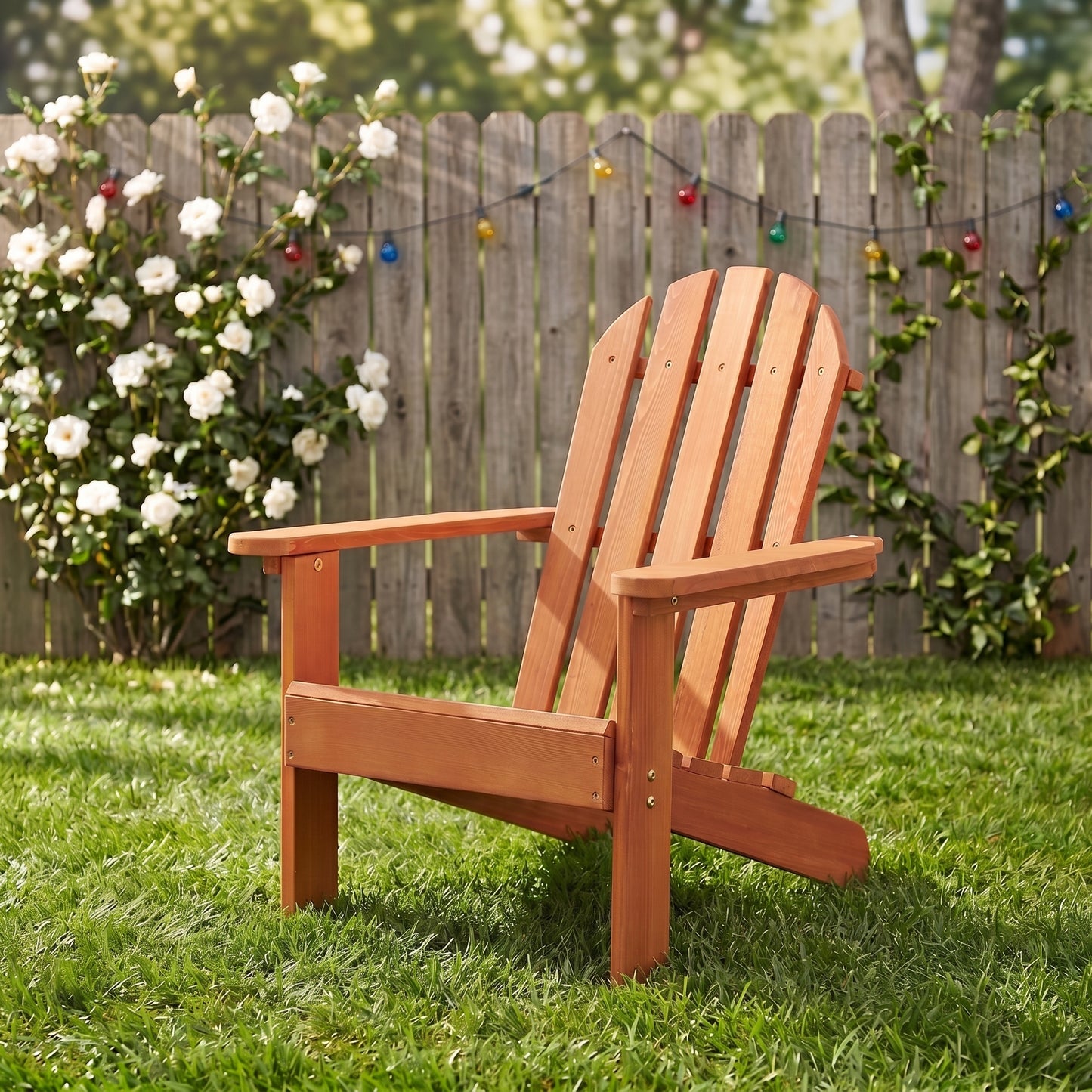 Wooden Kid's Adirondack Chair for Indoor and Outdoor, Natural Cedar Patio Lounge Chiar for Kids