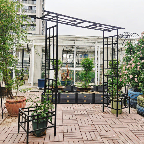 101.97 in. x 68.11 in. Grande Metal Arbor, Garden Arch Arbor Trellis, Wedding and Event Decoration, Garden Trellis