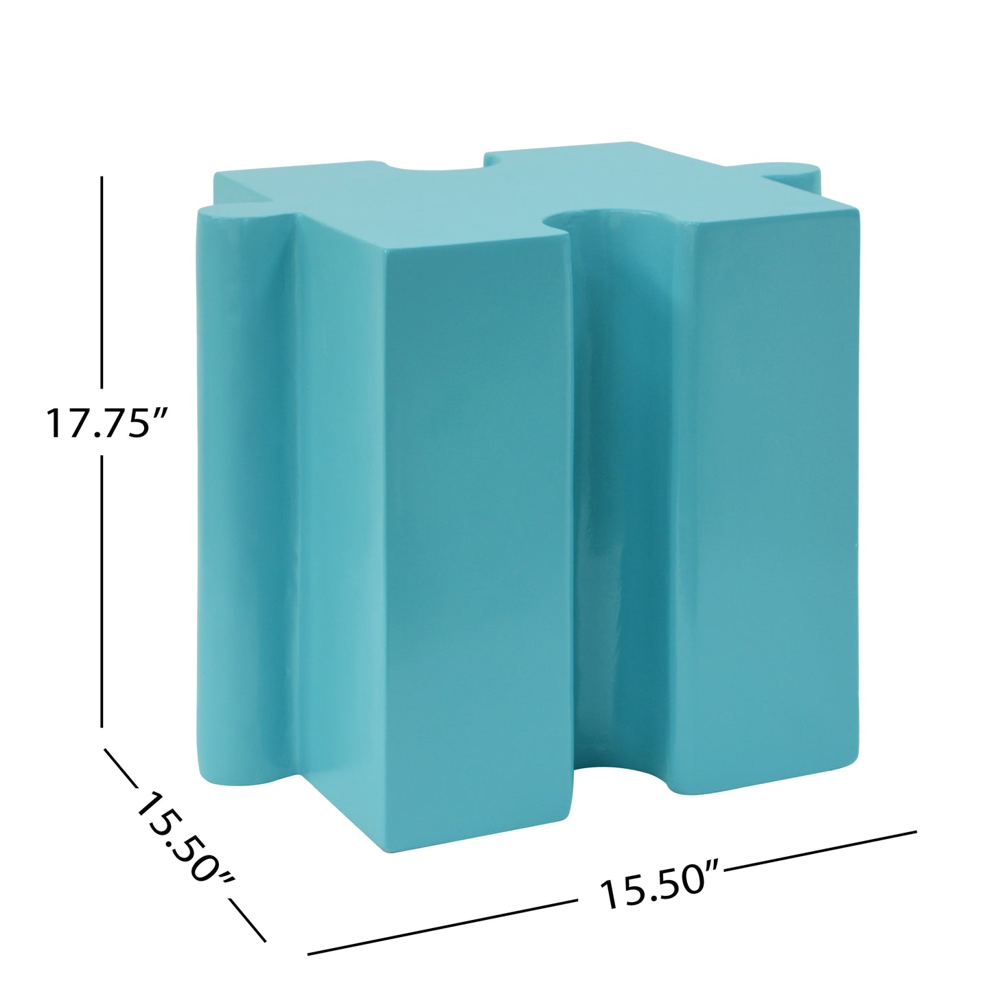 Puzzle Art Side Table, Modular Concave Edge MGO Table - Buy Singles or Combine for Custom Layouts, Indoor & Outdoor,Light Blue Color