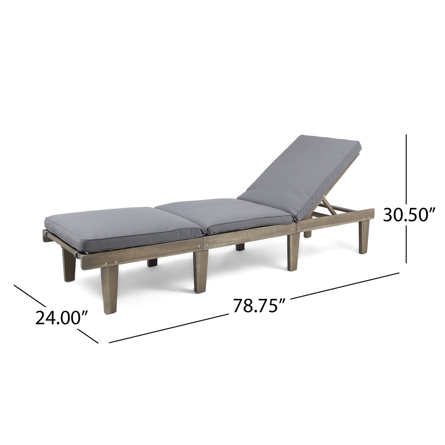 ARIANA KD WOOD CHAISE LOUNGE W/ CUSHION