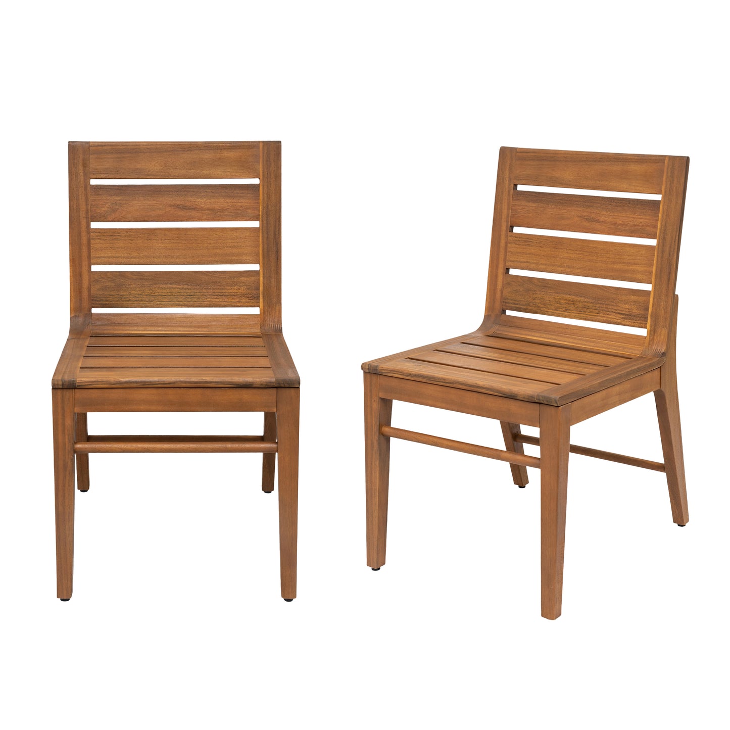 Outdoor Acacia Wood Dining Chair (Set of 2), Teak Finish Patio Chair with Ergonomic Curved Back, Weather Resistant Side Chair for Garden, Backyard, Patio