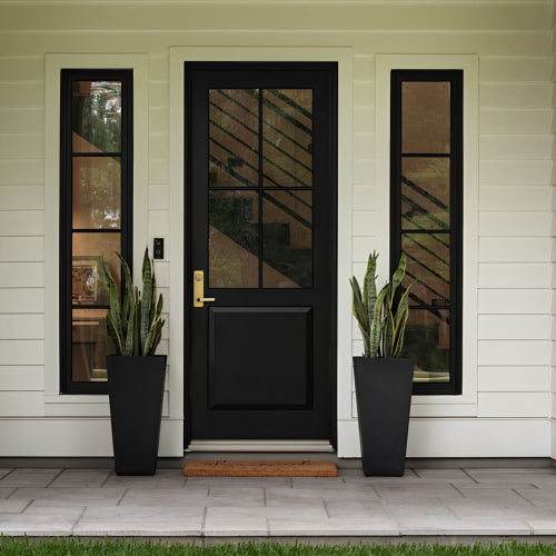 22in. Outdoor Black Plastic Planter Pots with Drainage Holes Water Level Monitor Innerbucket Automatic Watering (2-Pack)