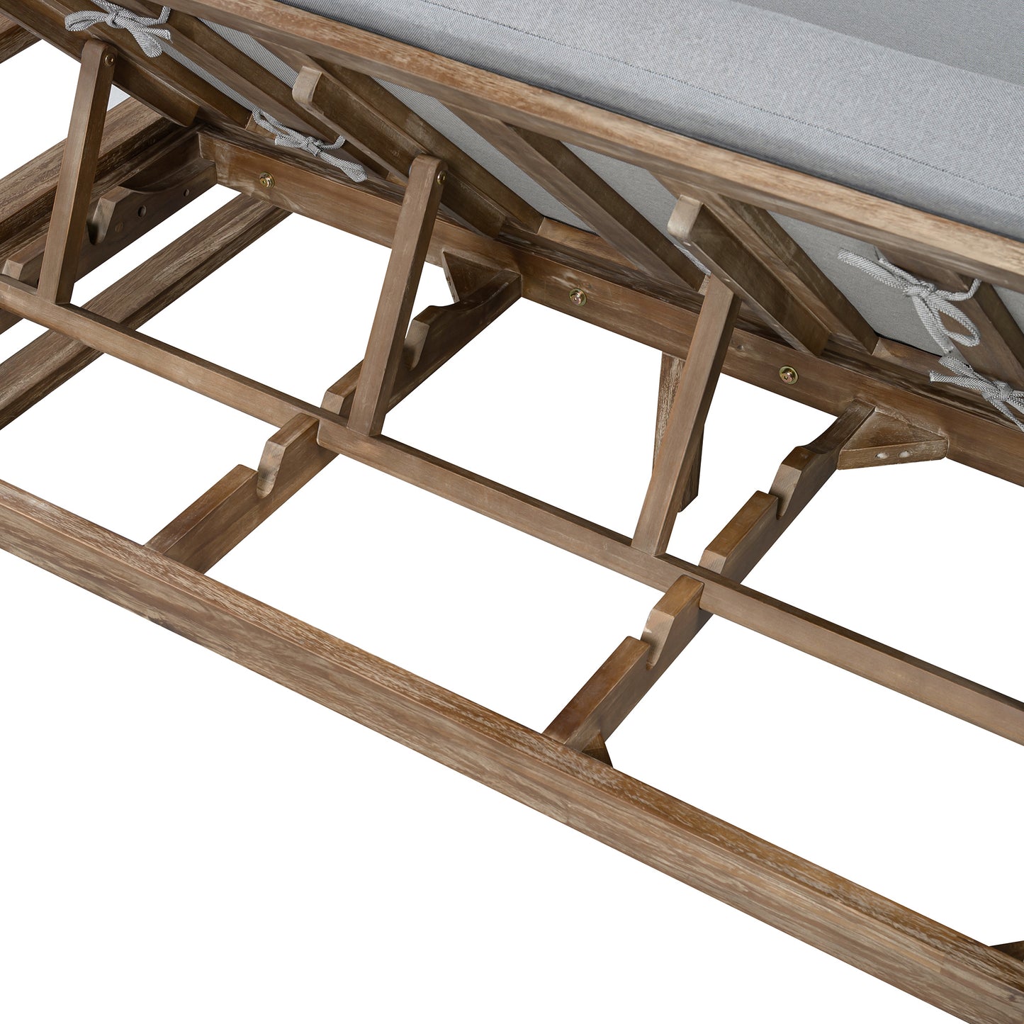 TREXM 1-Piece Farmhouse-styled Wooden Outdoor Sunbed for Ultimate Relaxation Outdoor Daybed Seating 2 People for Poolside, Garden and Backyard (Grey)