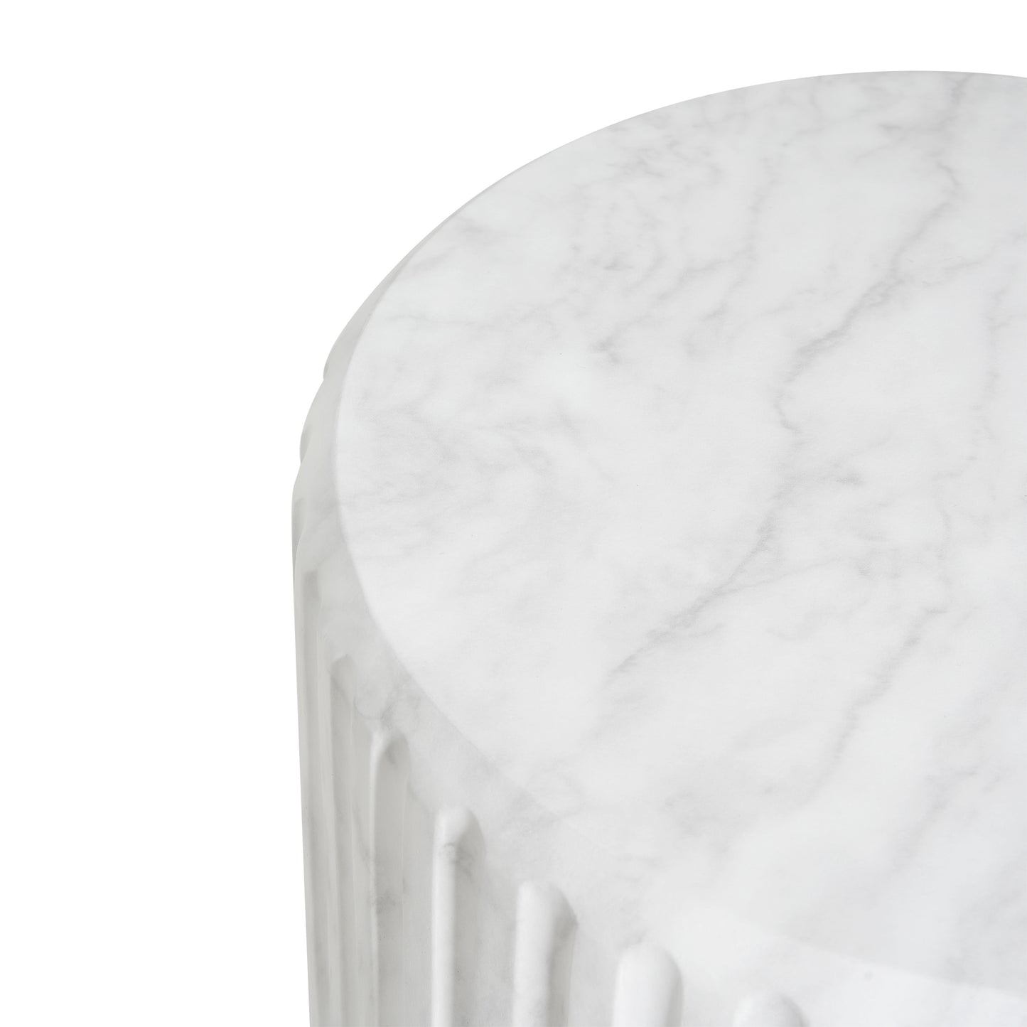 Outdoor Cicci Carved Side Table,White