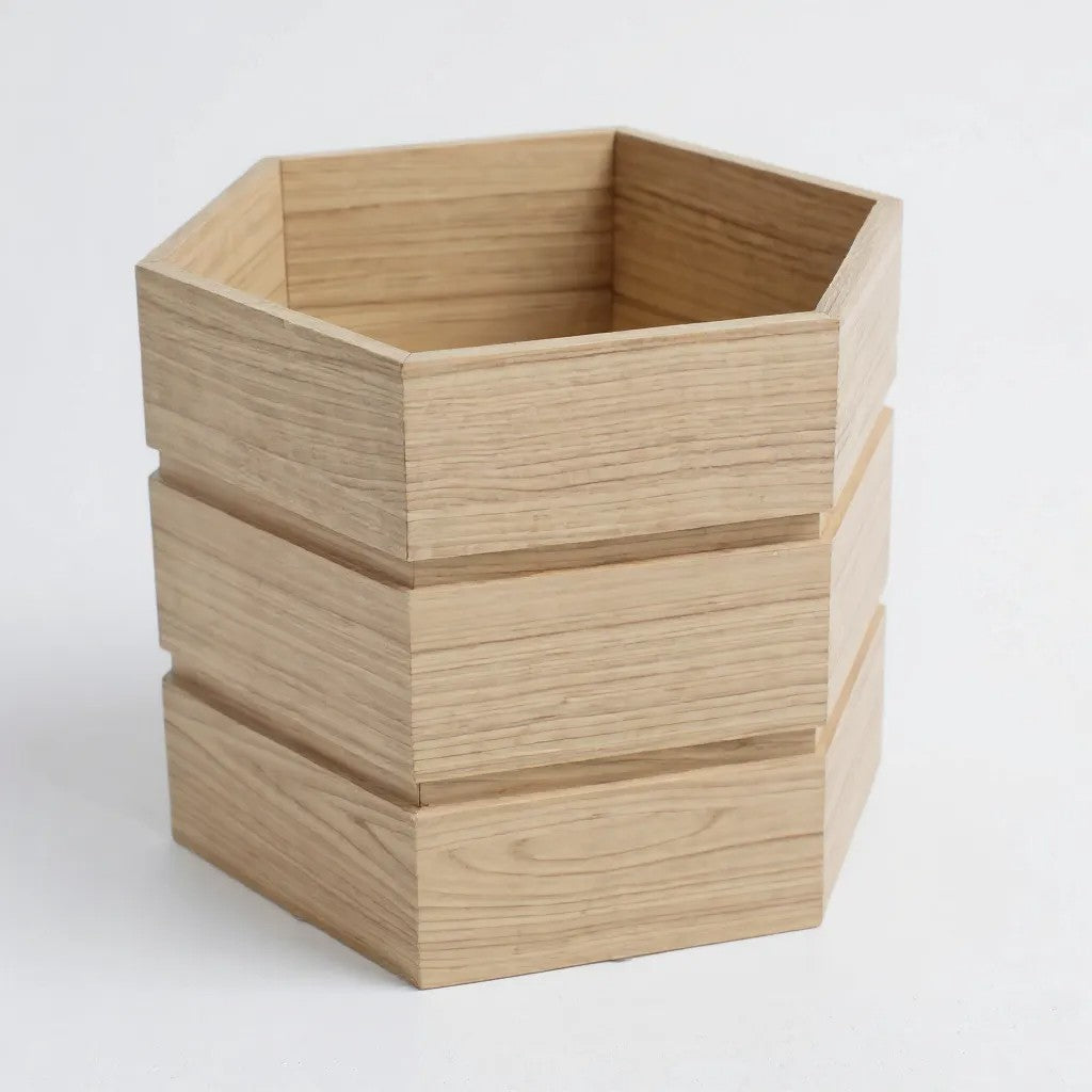 Hexagon Terrace Planter Box Tall - Ash Brown