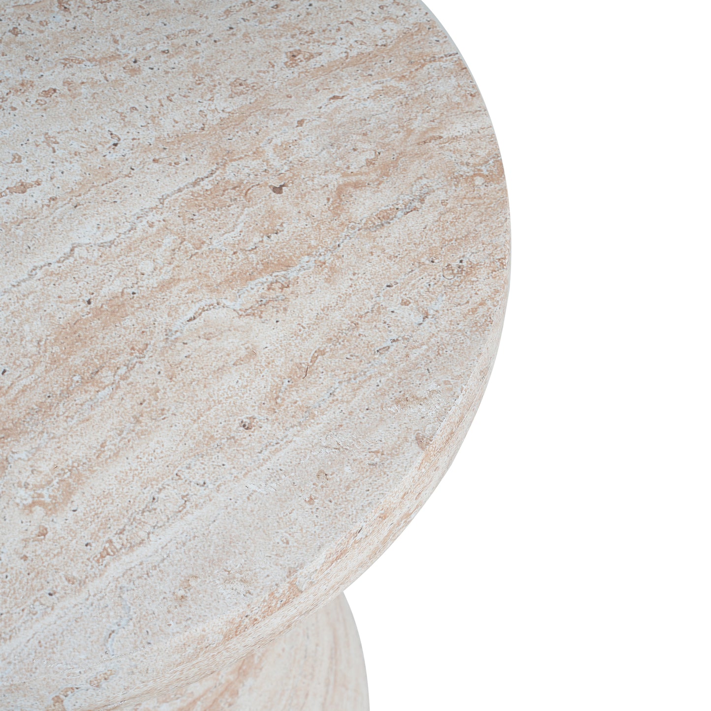 Outdoor/Indoor Lightweight Concrete Side Table,Travertine Finish