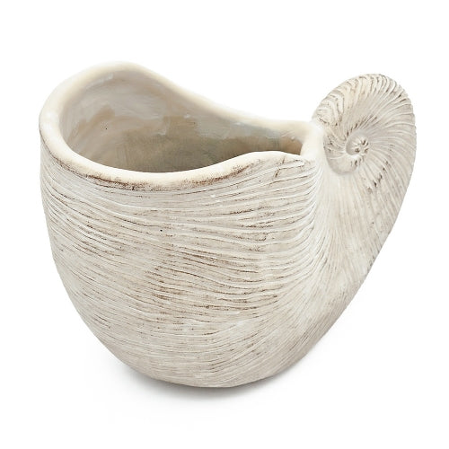 7.7 in. Beige Cement Pot Decorative Vase,Decorative Nautilus Shell Planter,Boho Vase for Home Decor