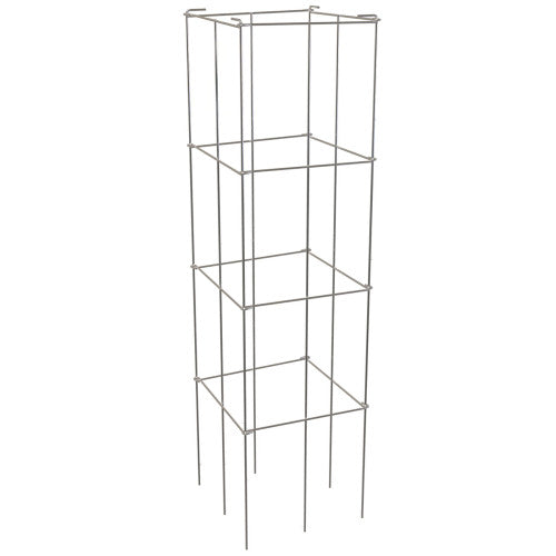 46.1 in. Tomato Cages 5-Piece Square Plant Support Cages Silver PVC-Coated Steel Tomato Towers for Climbing Vegetables
