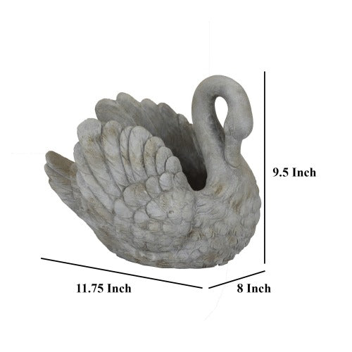 15.5 in. Swan Gray Composite Planter Decorative Pots Indoor/Outdoor Patio Garden Decor (15.5 in. W x 16.5 in. H) 1-Pack