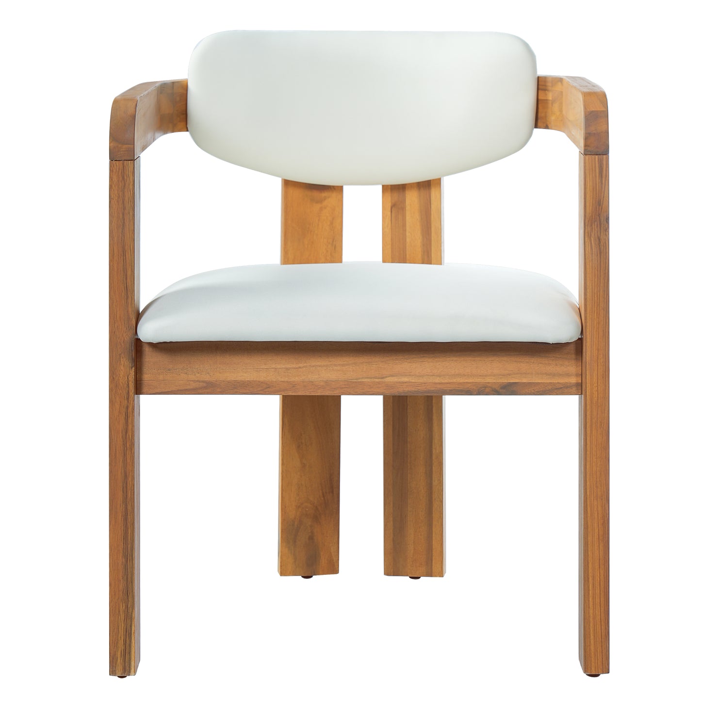 Set of 2 Outdoor Acacia Wood Dining Chairs with Cushions, Modern Solid Wood Armchairs with Weather-Resistant Upholstery for Patio, Garden, Balcony & Backyard,Beige Cushion