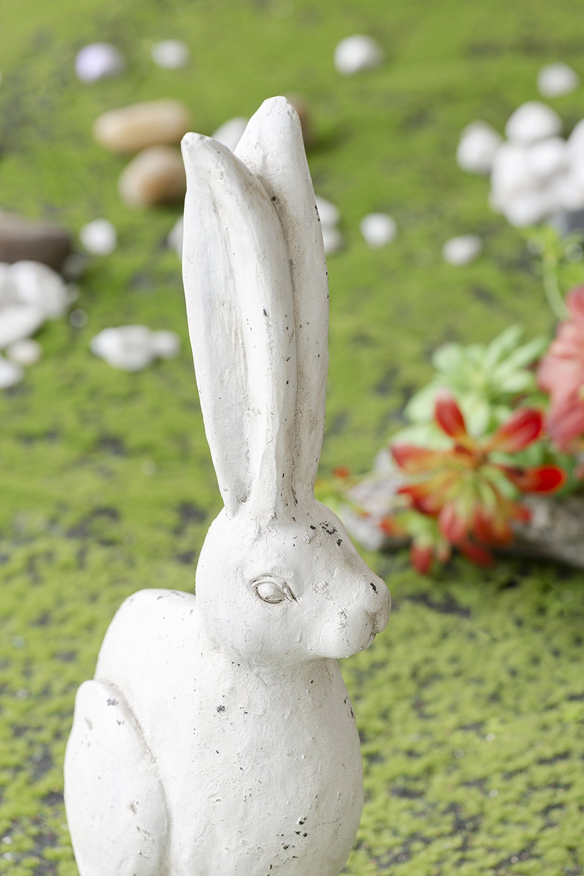 8.3x5.1x18.5" White Rustic Rabbit Figurine, Small