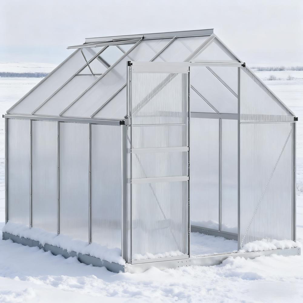 Silver  Outdoor Greenhouse 8' x 6'Walk-in Garden Greenhouse  for Winter