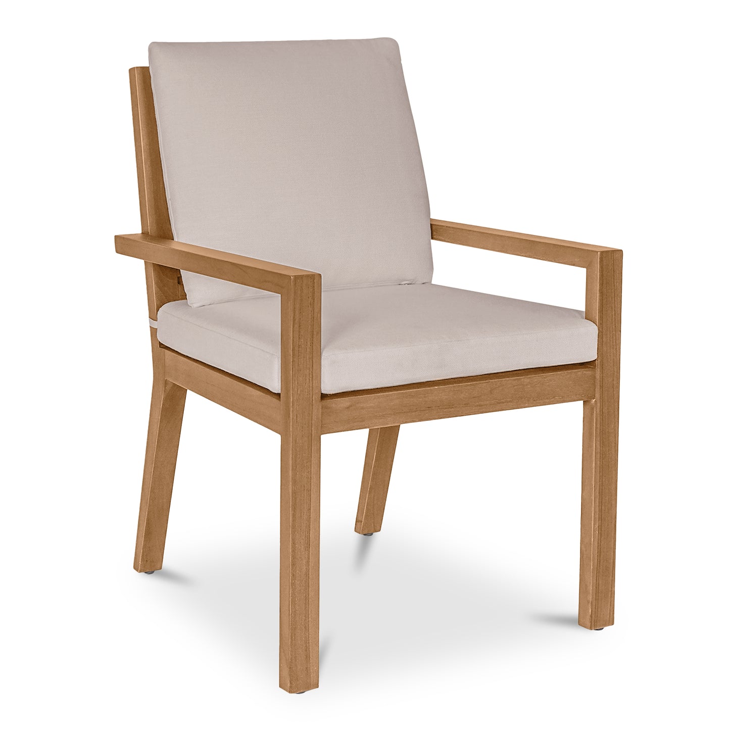 Outdoor Dining Chair, Slatted Back, Solid Teak, Quick Dry Foam, White