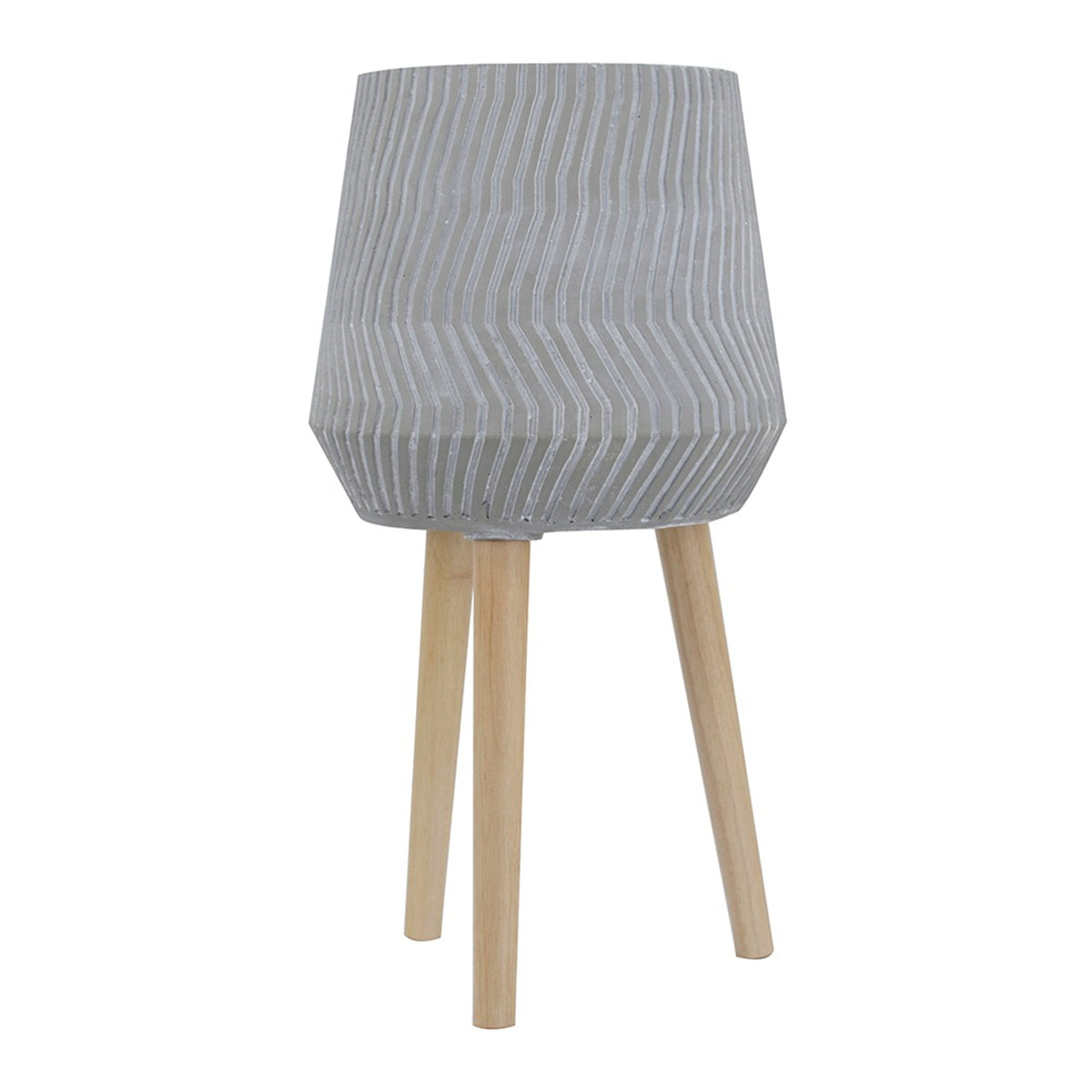 14.6x14.6x28" Cement and Wood Plant Stand, Indoor Outdoor Plant Holder