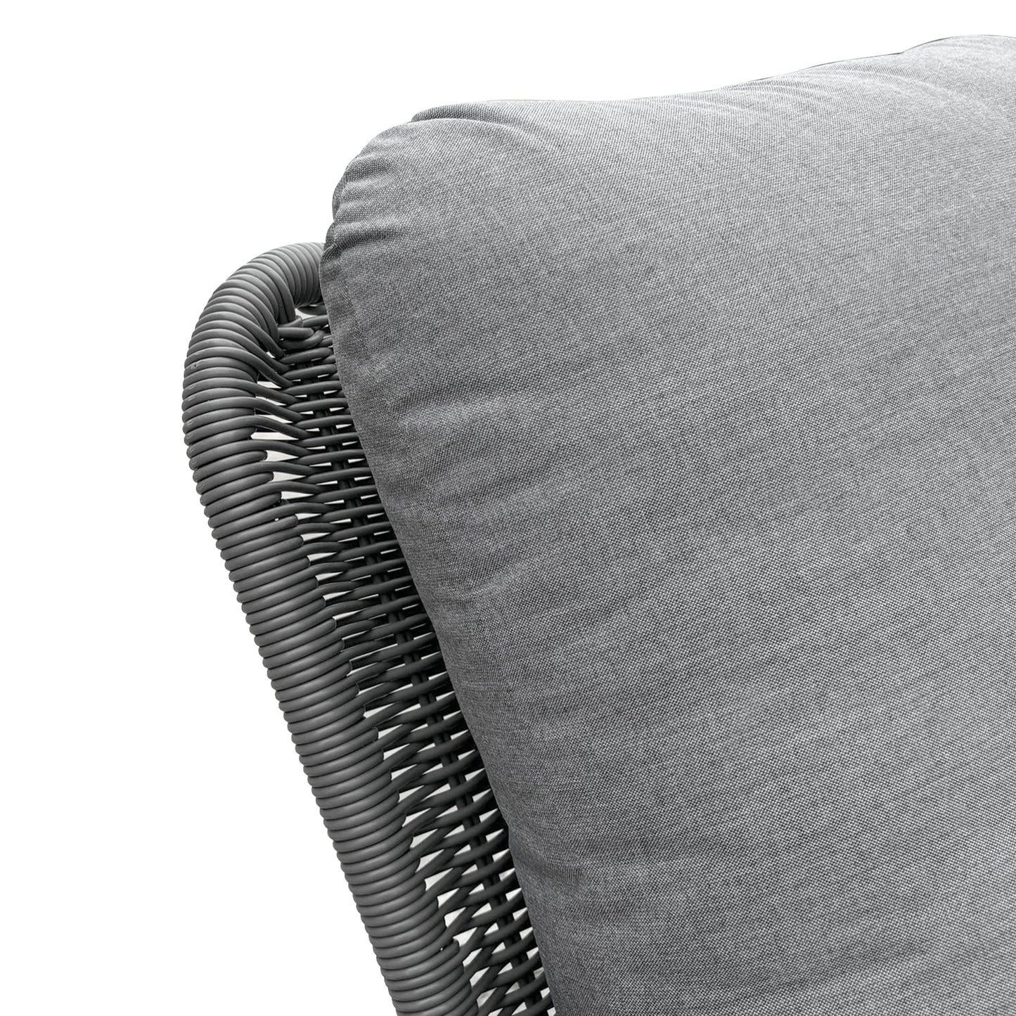 Contemporary Minimalist Gray Wicker Rocking Chair with Soft Polyester Cushions and Durable Wooden Frame, Perfect for Indoor and Outdoor Spaces like Patio, Balcony, or Living Room