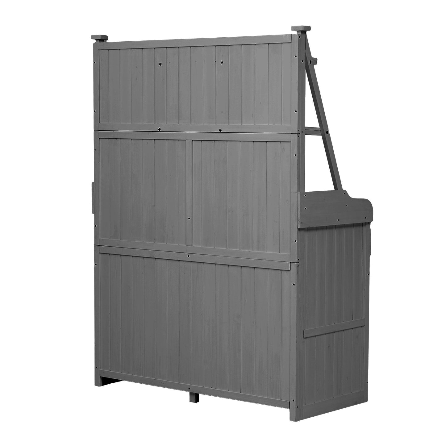 [Assembly Video Provided] TOPMAX 65inch Garden Potting Bench Table, Fir Wood Workstation with Storage Shelf, Drawer and Cabinet, Gray