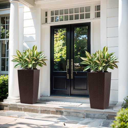 30 in Plastic Flower Pots Planter with Self-Watering Drainage Holes&Inner Trays Outdoor Plant Pot, Water Level Monitor