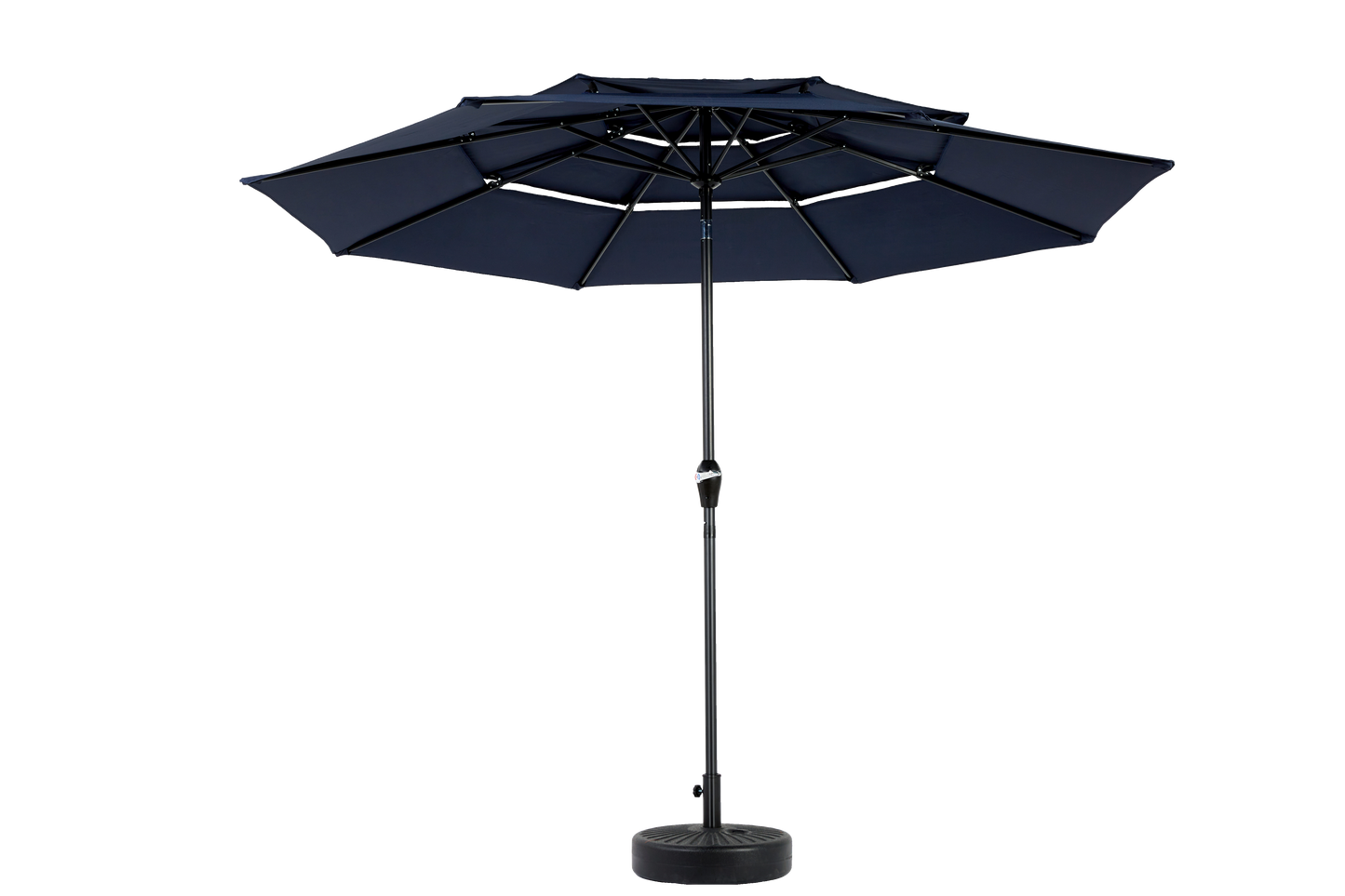 Aluminium 10ft 3 Tier Auto-tilt Umbrella ,Outdoor Patio Umbrella - Market Table Pool Deck Umbrella (Base Not Included)   - (Navy blue )