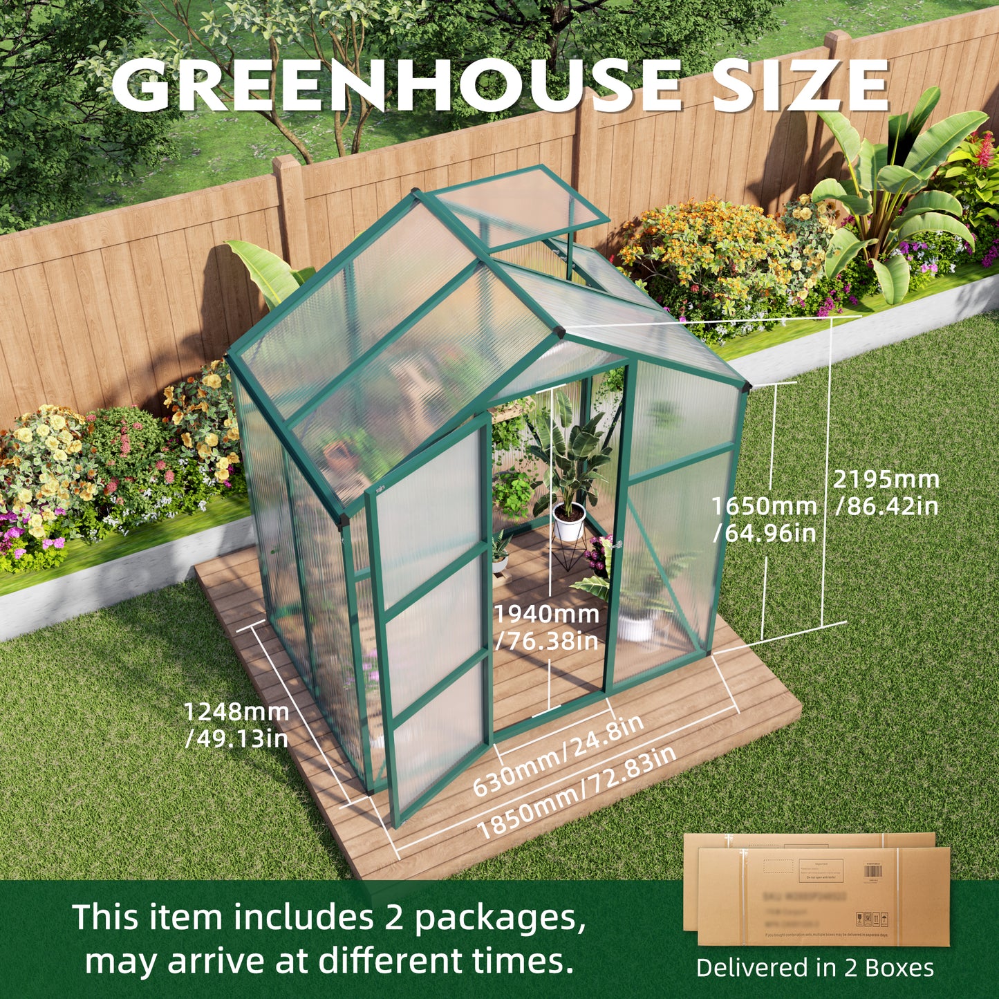Newly marketed 6x4 FT Gain height windproof aluminum greenhouse Polycarbonate Greenhouse  Heavy Duty Walk-in Greenhouses for Outdoor Backyard in All Season