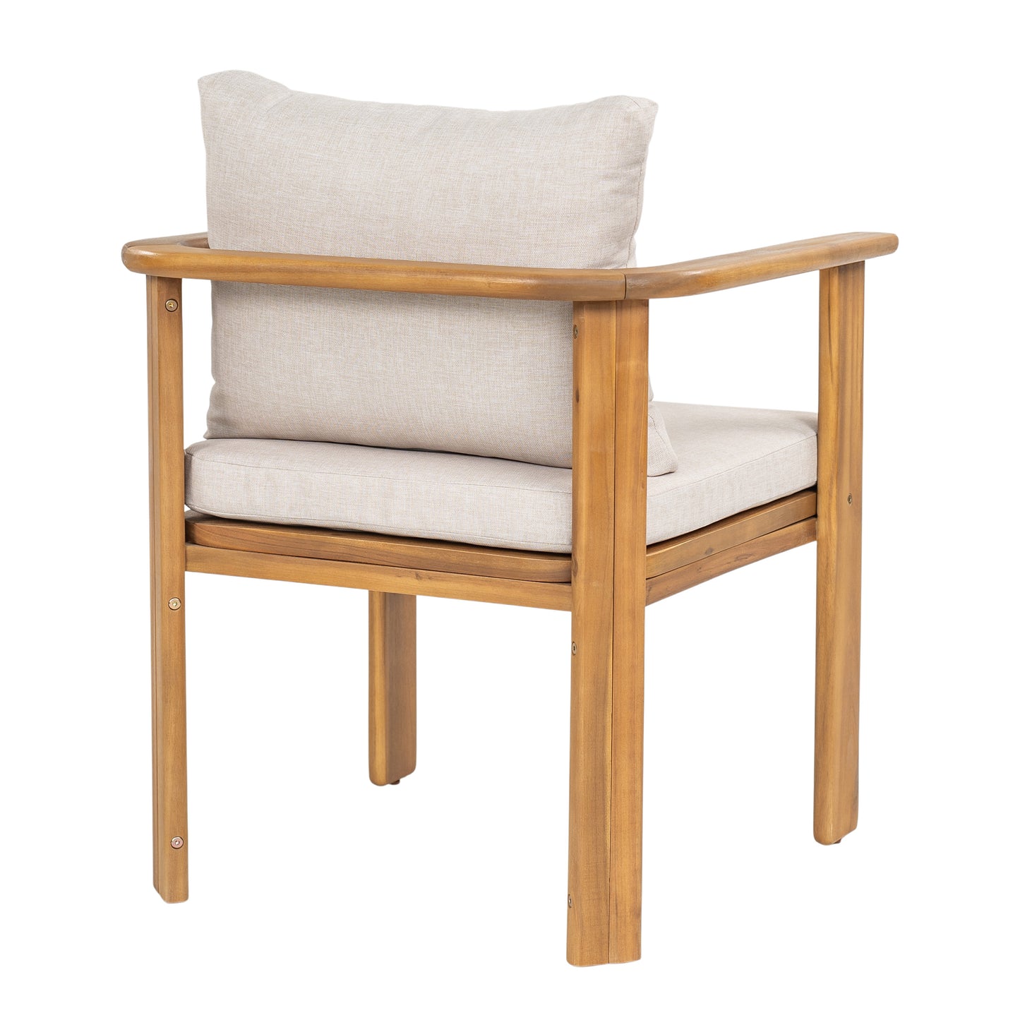 Kaja Outdoor Acacia Wood Dining Chair, Teak Finish Frame With Beige Cushion, Set of 2