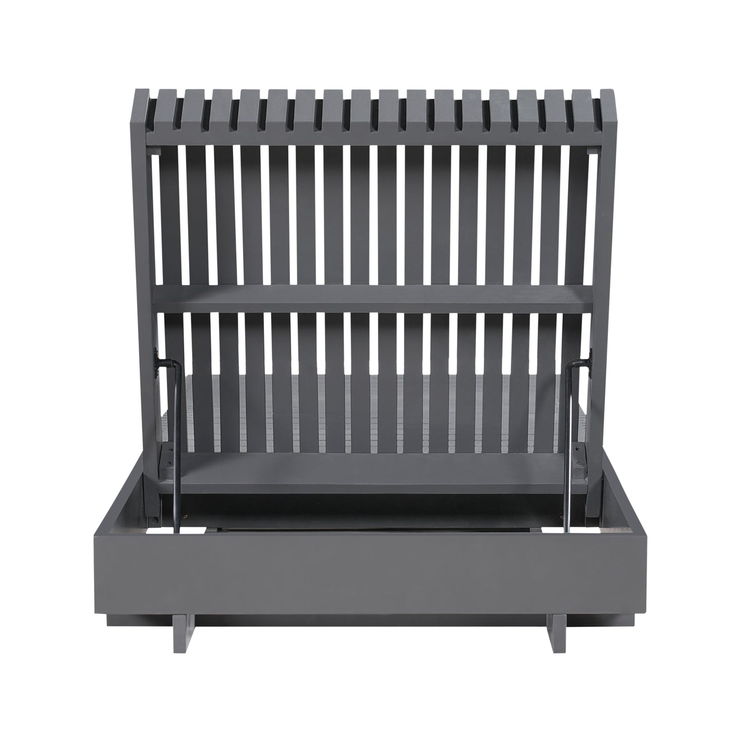 Dark Grey Acacia Solid Wood Outdoor Chaise Lounge with  Dark Grey 3-Fold Water-Repellent Cushion, 400lbs Capacity,  Modern Patio Sun Lounger for Garden, Poolside