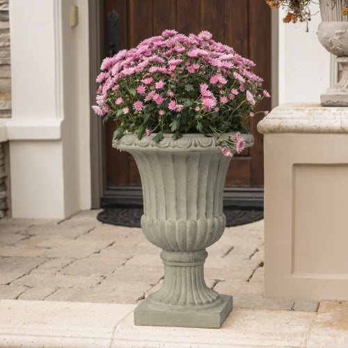 19.7 in. W x 26 in. H Round Antique White Concrete Stone Urn Planter for Indoor and Outdoor