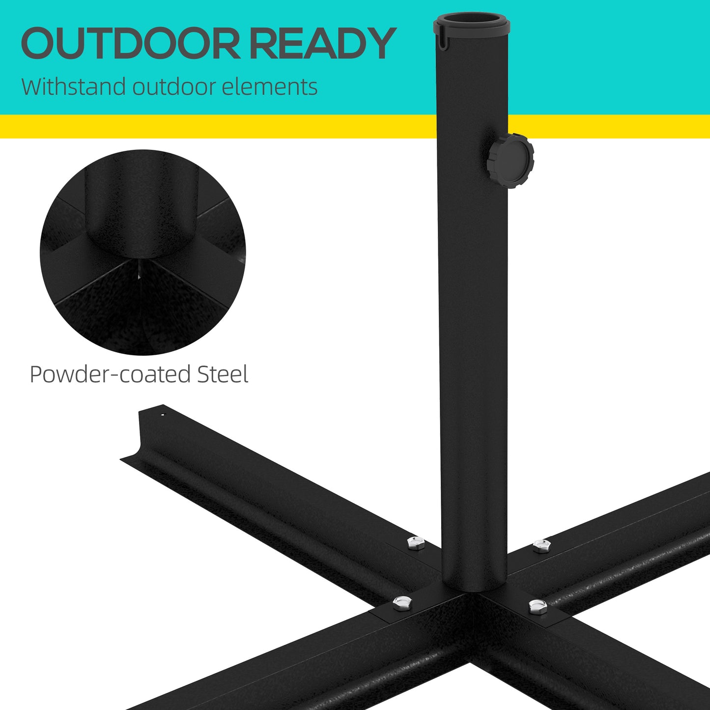 Outsunny Outdoor Universal Cross Brace Stand for Small Offset Umbrella or Large Market Umbrella, Cross Umbrella Base for Patio Umbrella, Black