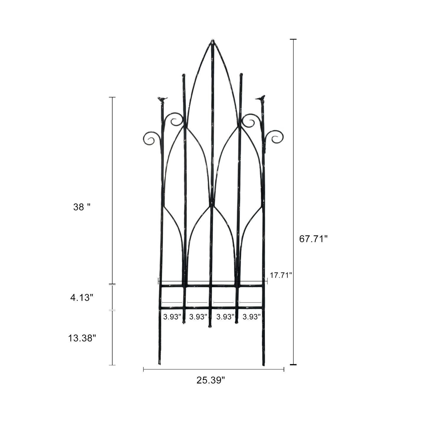 Sungmor 19.69''×67.72''Iron Garden Fence, Pretty Vintage Green Rustic Style Decorative Fence Pannels, Outdoor Yard Landscape Pathway Border Panels Anti Animal Flowers Plants Barrier Climbing Trellis