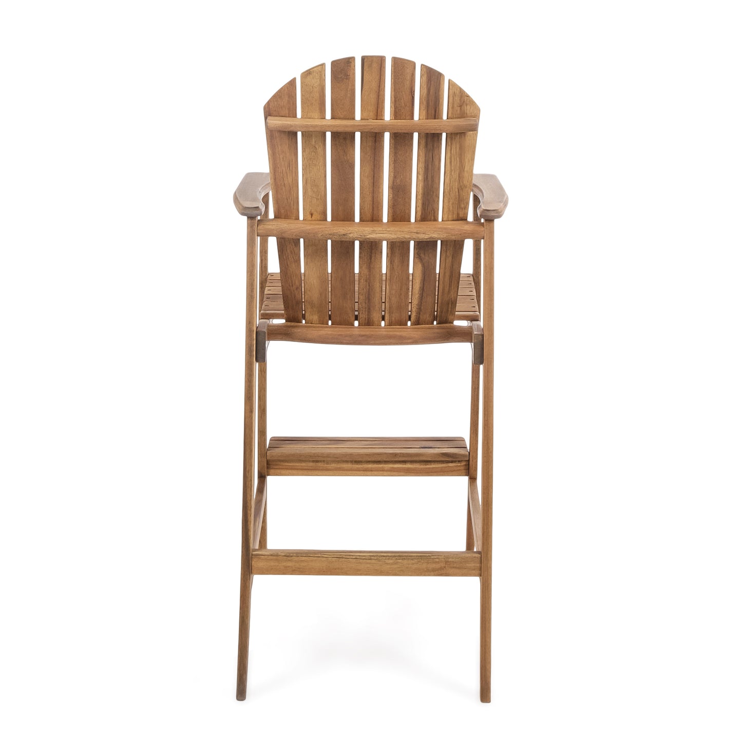 Outdoor Acacia Wood Adirondack Barstools, Set of 2, Natural Stained