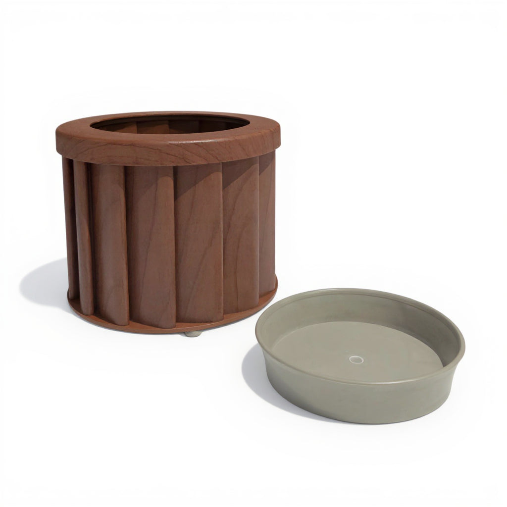 Round Strata Planter SM - Dark Brown
