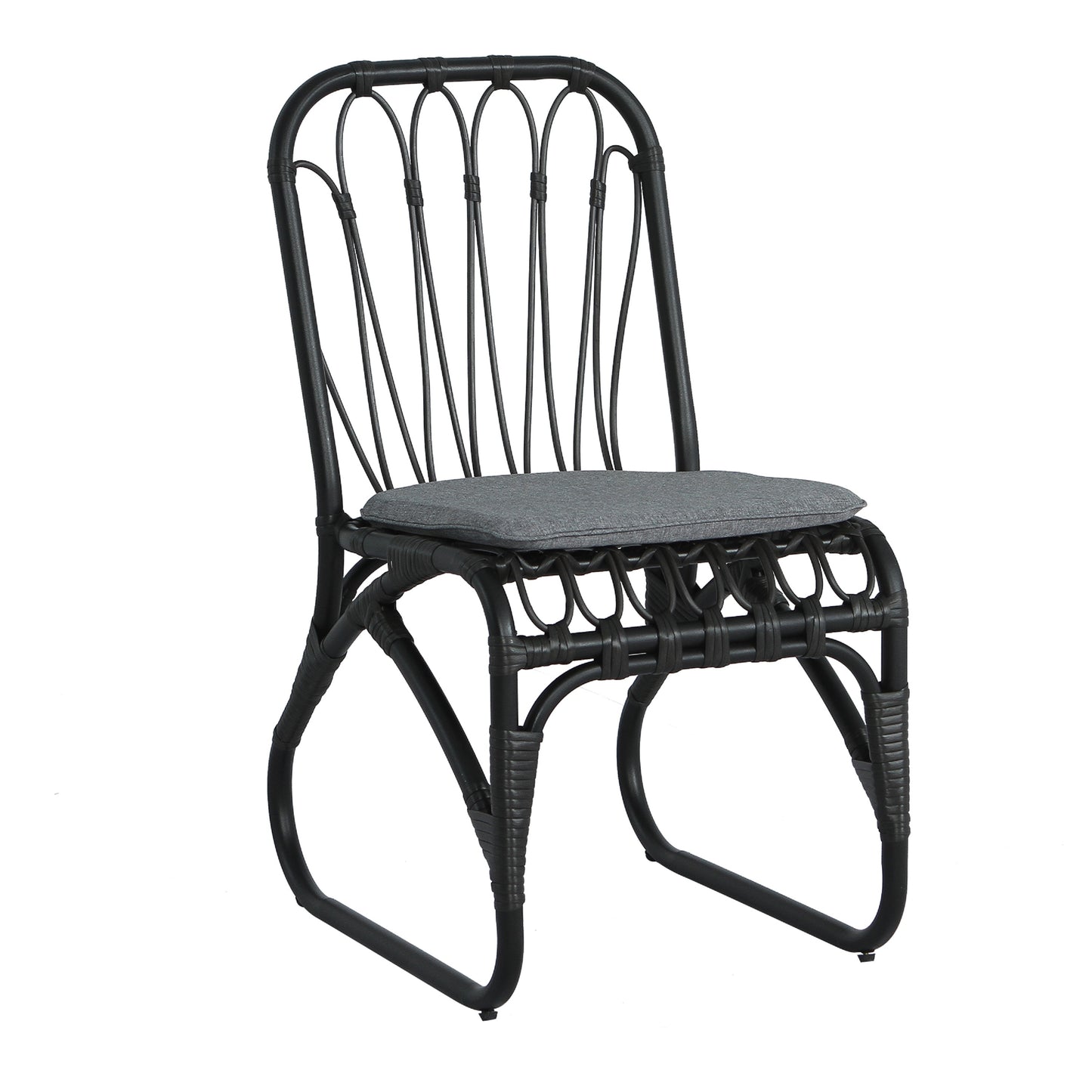 Outdoor PE Wicker Dining Chairs with Washable Cushion Set of 2, Outdoor Rattan chairs for Backyard, Poolside, Garden,Patio,Grey