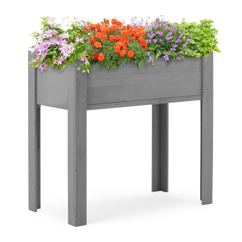 31.00 in. H Rectangle Gray Wood Raised Garden Bed with Legs, Outdoor Garden Raised Planter Box