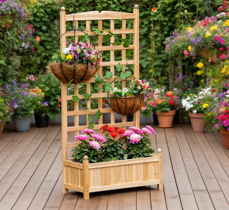 Flower shelf Wooden Raised Garden Bed , Outdoor Planter Box