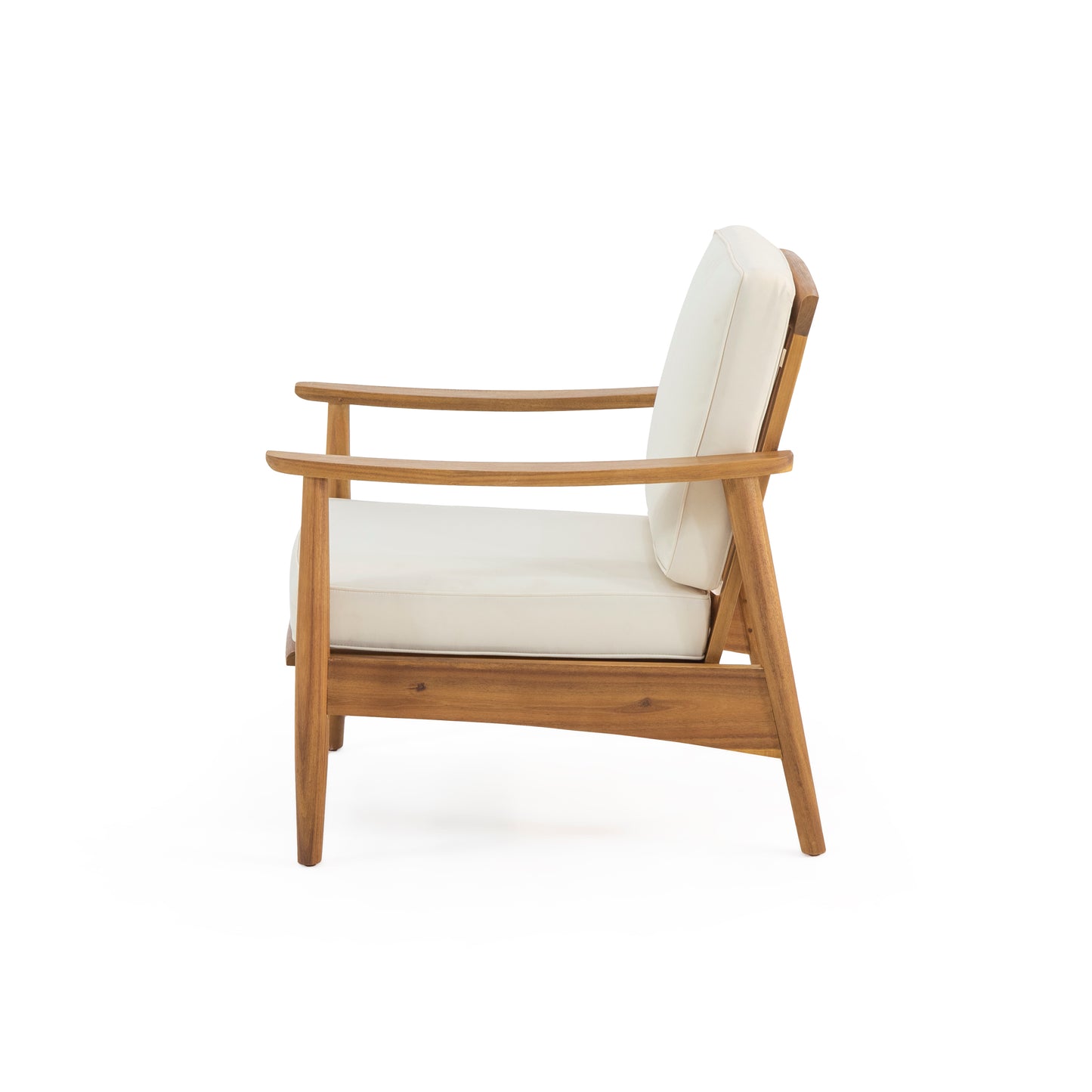 Club Chairs Laurent 500lbs Capacity Acacia Outdoor, Teak Finish Patio Furniture Sets with Thick Cushion, Appropriate for Garden Porch