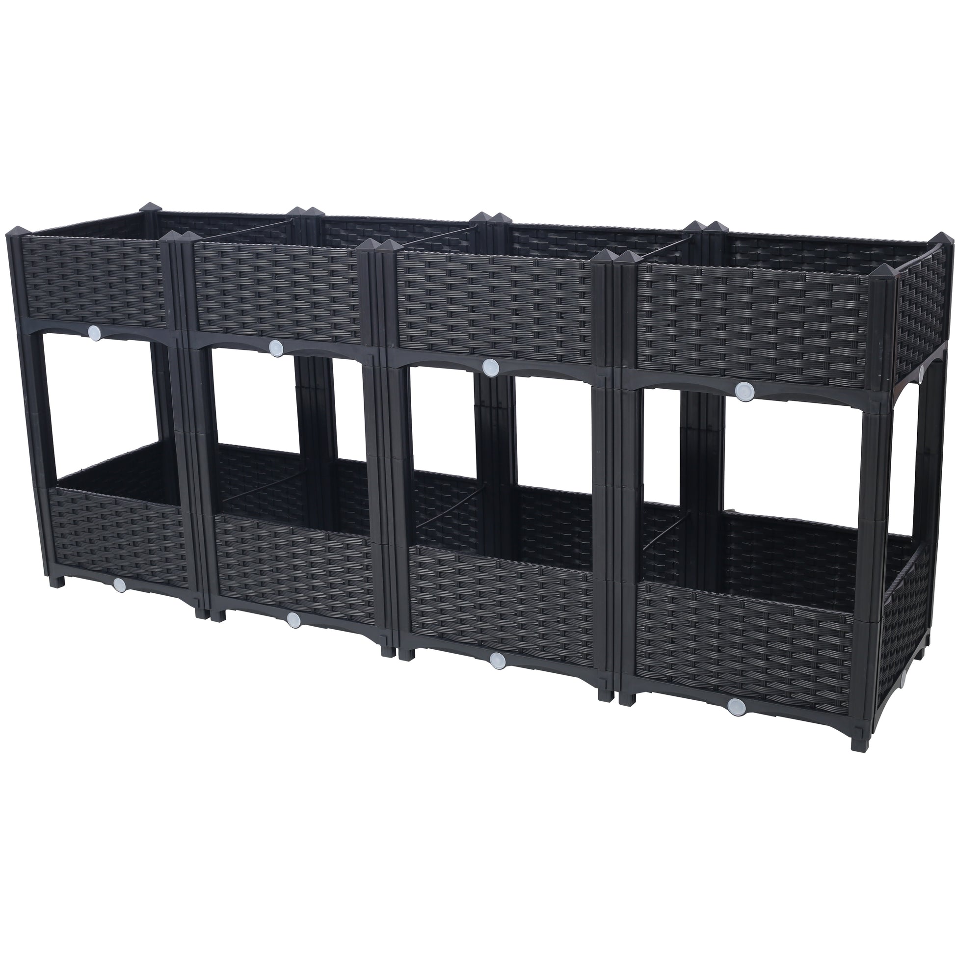 Planter Raised Beds - Elevated Planter Garden Box with Drainage Plug Raised Garden Beds for Vegetable/Flower/Herb Outdoor Standing Planter Beds Gardening Kit,Black,63"x15.7"x27.7"
