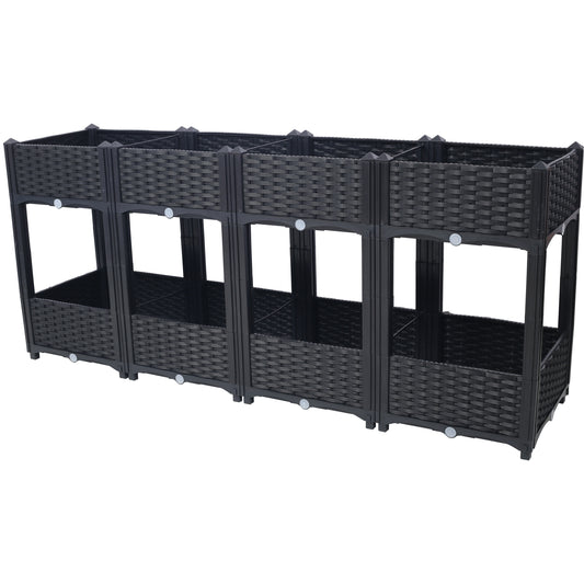 Planter Raised Beds - Elevated Planter Garden Box with Drainage Plug Raised Garden Beds for Vegetable/Flower/Herb Outdoor Standing Planter Beds Gardening Kit,Black,63"x15.7"x27.7"