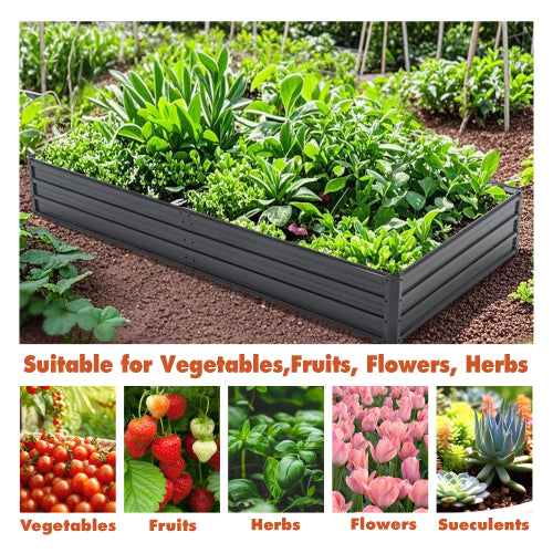 94 in. x 47 in. x 13 in. Large Outdoor Garden Galvanized Planter Raised Garden Bed, for Gardening Vegetables Flowers