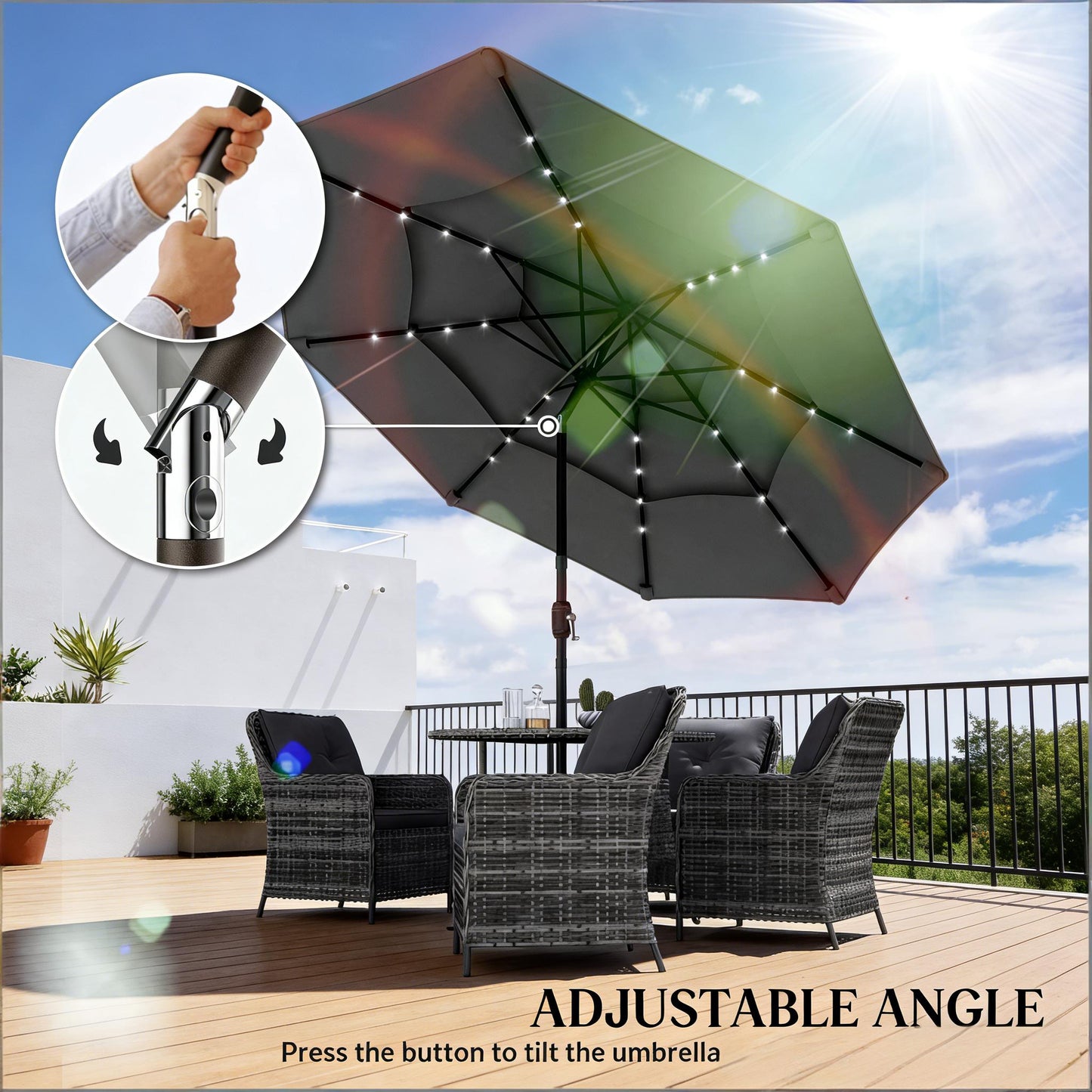 3 Tier Outdoor Table Umbrella,Outdoor Patio Umbrella (Only Umbrella)