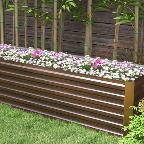 Outsunny 8 x 2 x 2ft Galvanized Raised Garden Bed Kit, Outdoor Metal Elevated Planter Box with Safety Edging, Large Raised Bed for Growing Flowers, Herbs and Vegetables