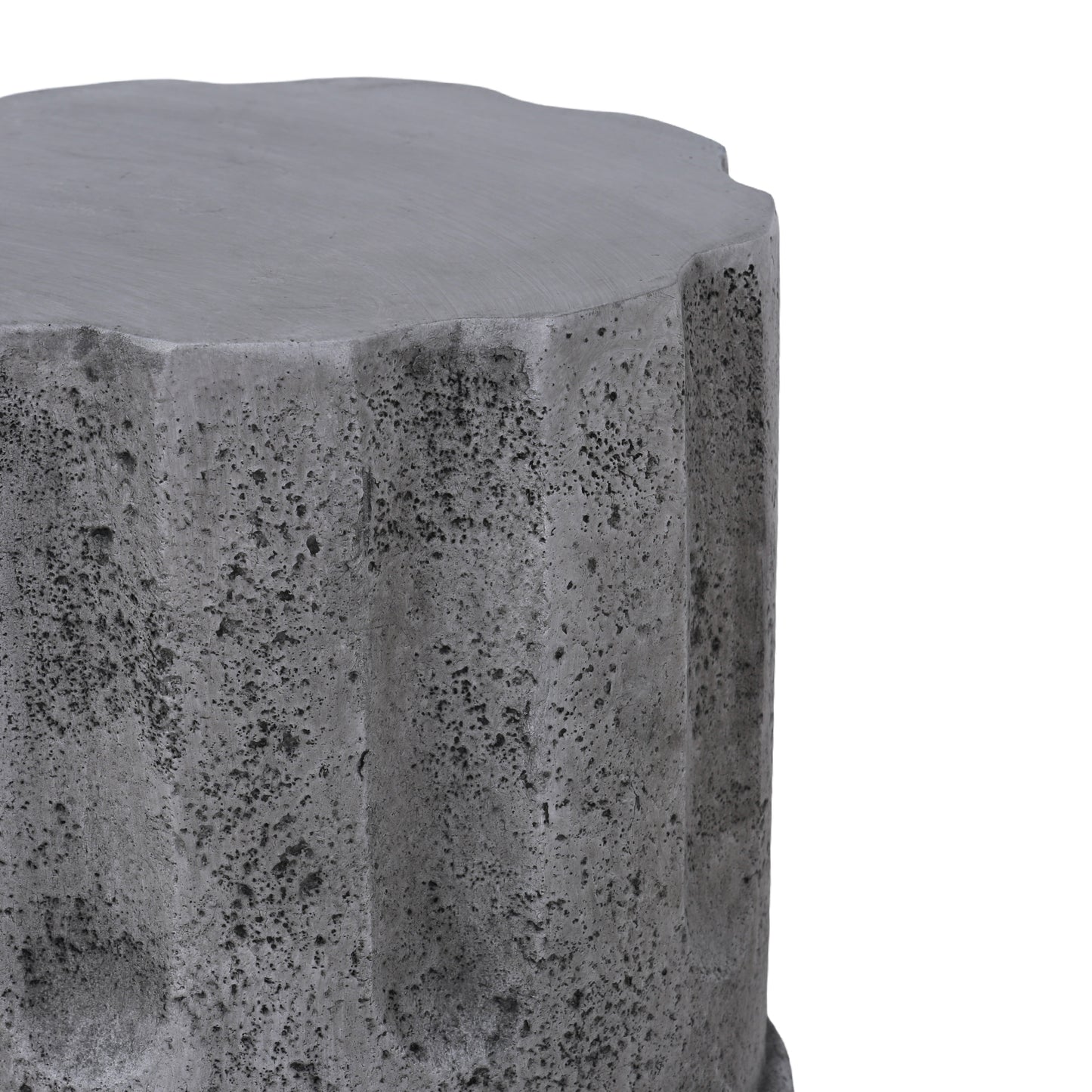 Cement Outdoor End Tables for Patio, GardenAccent Table, Modern Small Round Side Tablefor Outside, Tree Stump Garden Stool DrumTable indoor and Outdoor