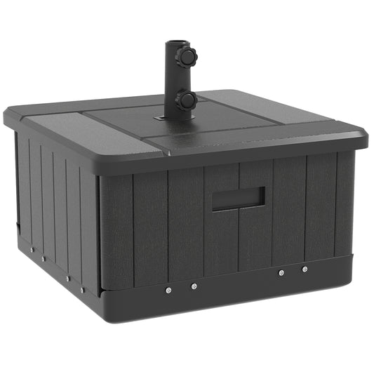 Outsunny 3-in-1 Outdoor Umbrella Base, Coffee End Table, Flower Box Planter with Drain Hole, 175 lbs. Capacity Fillable Patio Umbrella Stand Table with Wheels and Handles, Black