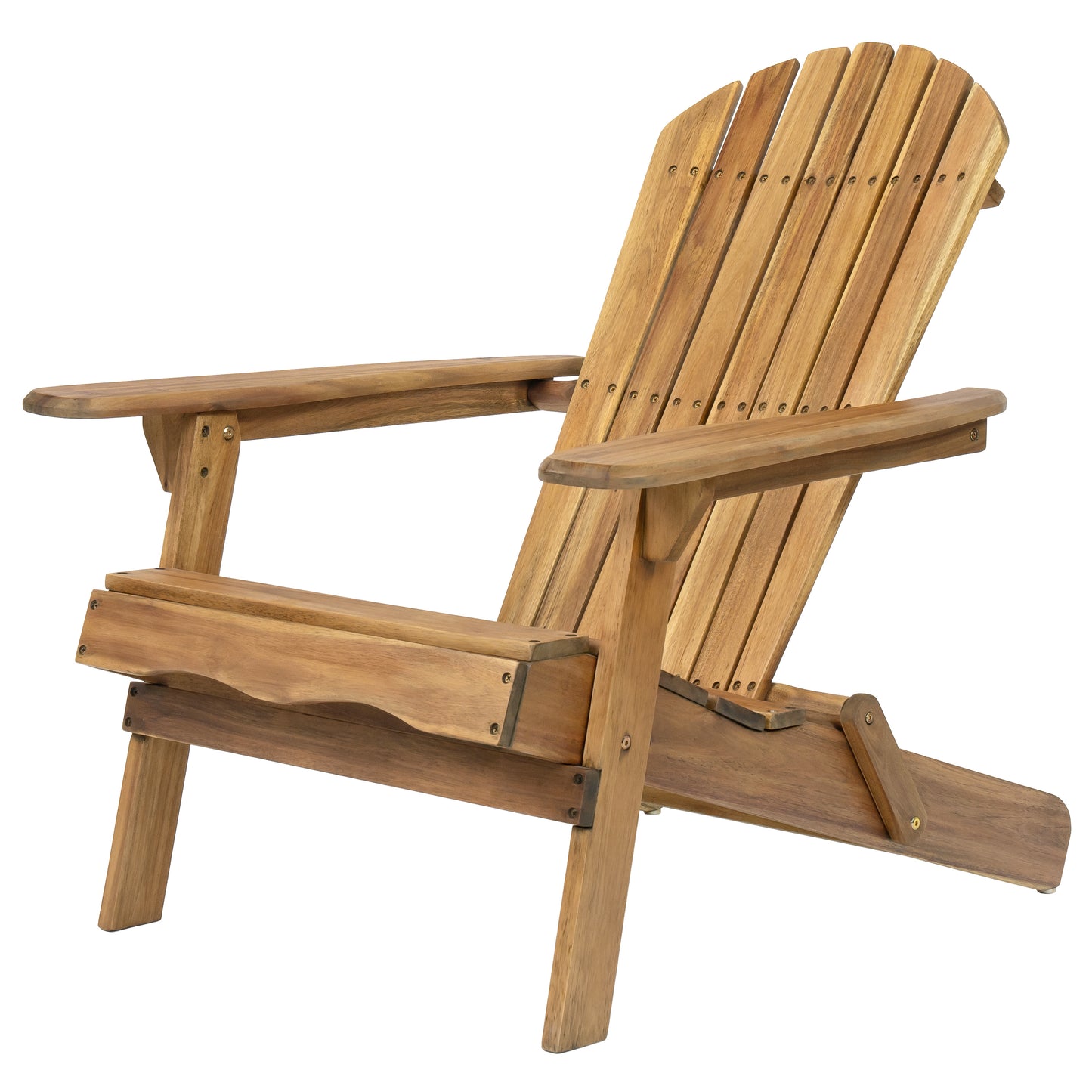 Folding Adirondack Chair Wooden Accent Furniture Lounge Chairs,Foldable Design for Patio & Garden Relaxation with Slatted Back & Wide Armrests- Teak Finish(Original SKU:57702.00NTLS/N770P241668M)