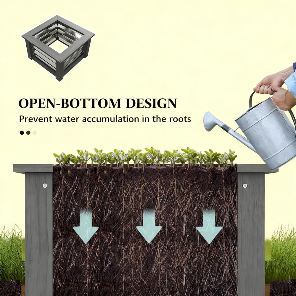 Versatile Raised Garden Bed,Galvanized Planter Box Elevated Garden Bed,Wooden Garden Bed with Trellis