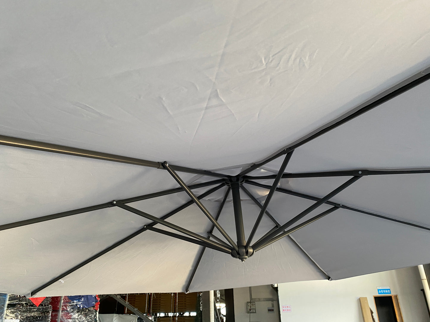without Plastic base -10ft Offset Patio Umbrella - Offset Hanging Cantilever Patio Outdoor Market Umbrella Protection with Easy Tilt Adjustment and Crank for Pool Deck and Garden (Gray)