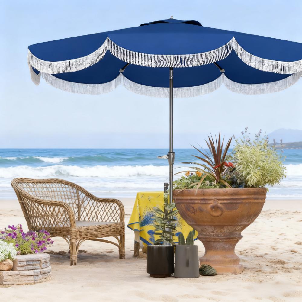 Outdoor Umbrella with Crank,Patio Umbrella,8 Ribs,Push Button Tilt