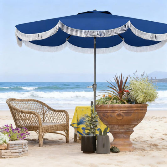 Outdoor Umbrella with Crank,Patio Umbrella,8 Ribs,Push Button Tilt